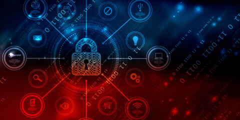 2d illustration Safety concept: Closed Padlock on digital background
