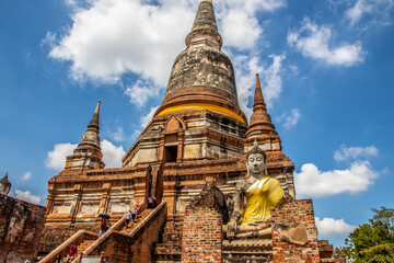 Ayutthaya Wat  Yai Chaimongkhon Thailand - obrazy, fototapety, plakaty