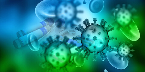 3d render Corona virus microscopic view

