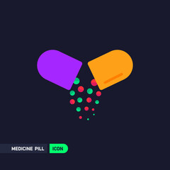 Medicine Pill Icon. Icon for your Company, UI/UX Design, Or Any Other Graphic Design Project. Vector Illustration