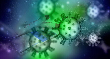 3d render Corona virus microscopic view

