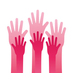 Fototapeta premium hands human stop pink silhouette style icon