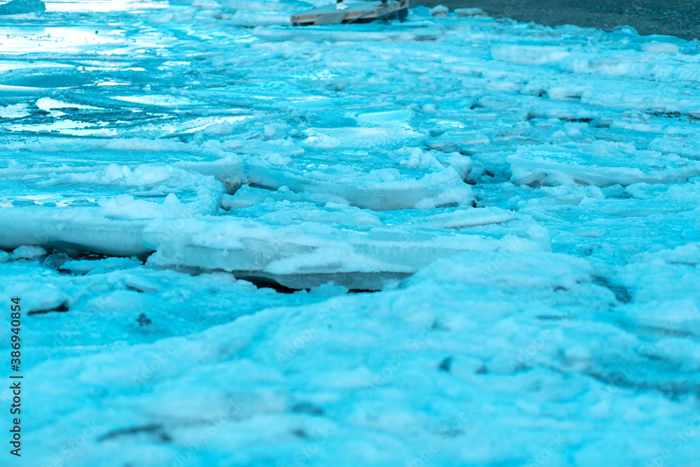 Sticker Incredible natural landscape largest glacier on the island in Iceland in winter