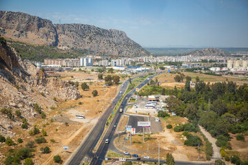 Aerial view of road to Antalya in Turkey