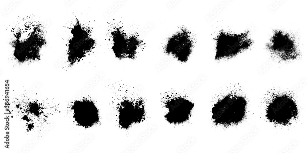 Aufkleber set of black splashes with splashes isolated on white background