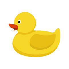 Yellow rubber duck. Bathroom toy isolated on white background. Funny ducky for playing in the bath tub. Vector illustration