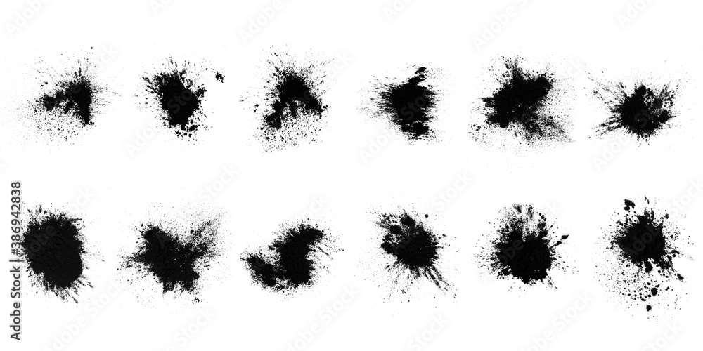 Aufkleber set of black splashes with splashes isolated on white background