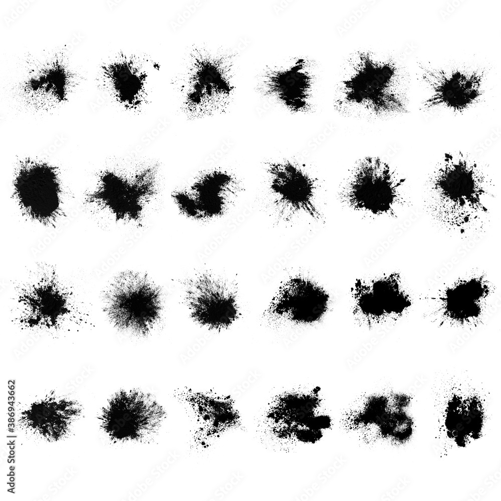 Aufkleber set of black splashes with splashes isolated on white background