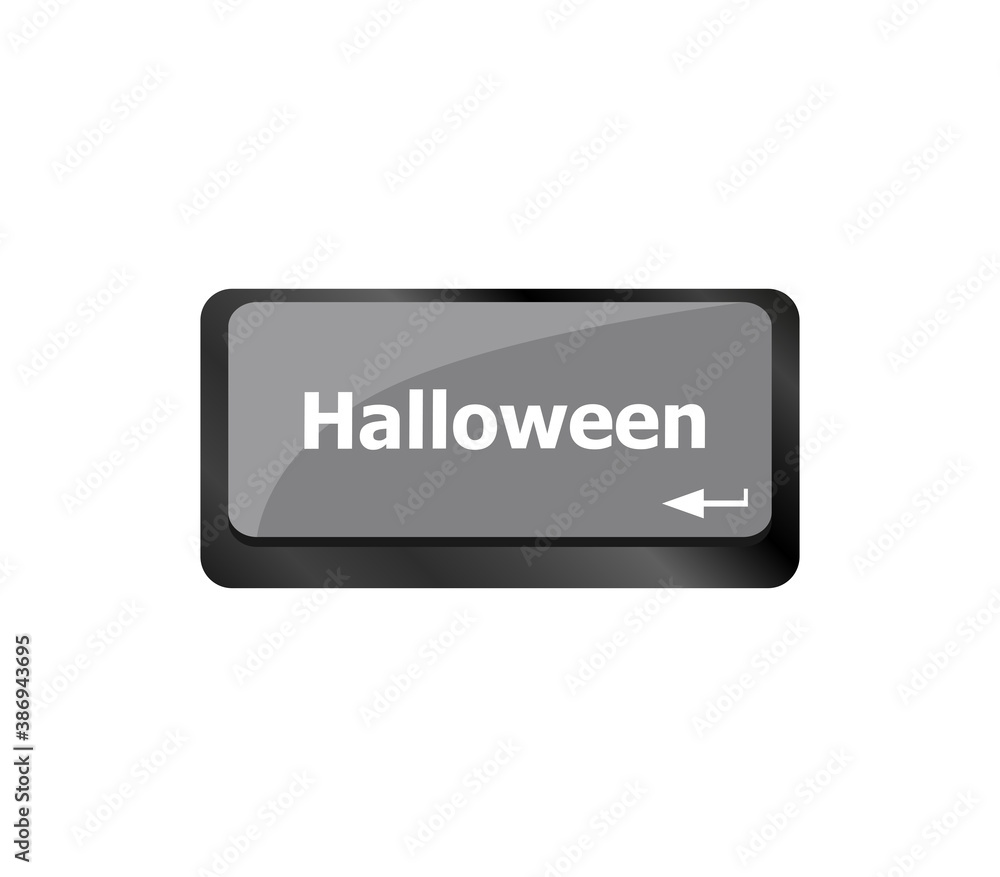 Poster computer keyboard key with key halloween button