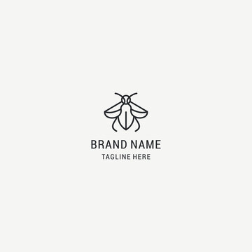 Abstract bee logo with simple line style in black vector