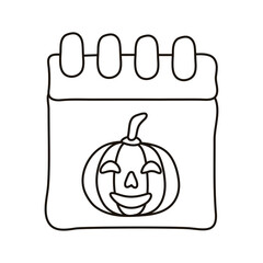halloween calendar with pumpkin face line style