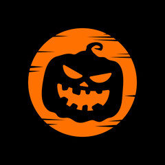 Orange circle icon puimpkin. Vector.