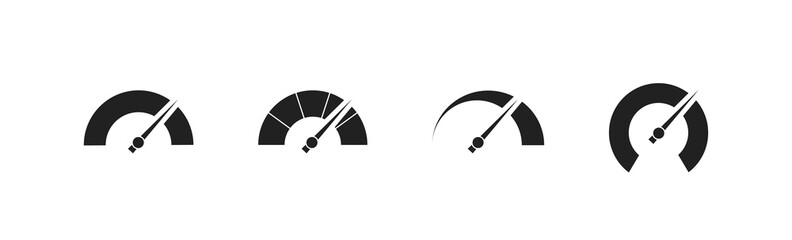 Speedometer set black icon. Isolated vector