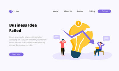 Business Idea failed. People failed. Business failure. Bad Idea. landing page template  for website