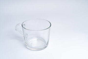 Empty glass coffee latte cup isolated on white background include clipping path