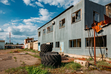 Territory of abandoned industrial area waiting for demolition or reconstruction
