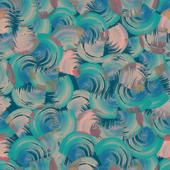 Seamless pattern of dry brush strokes with watercolor in dark colors. 