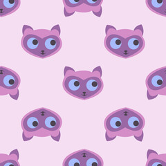 Children's seamless pattern cartoon Siamese kittens with a muzzle in the shape of a heart. Vector illustration for kids design, packaging, wallpaper, fabric, textile, stationery, accessories.