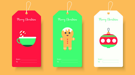 Cute Merry Christmas Gift Tag Template. Christmas Tag Banner Template Vector
