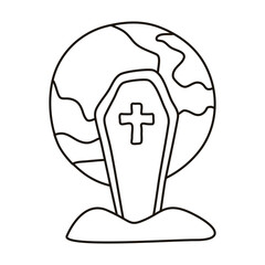 halloween coffin with fullmoon line style icon
