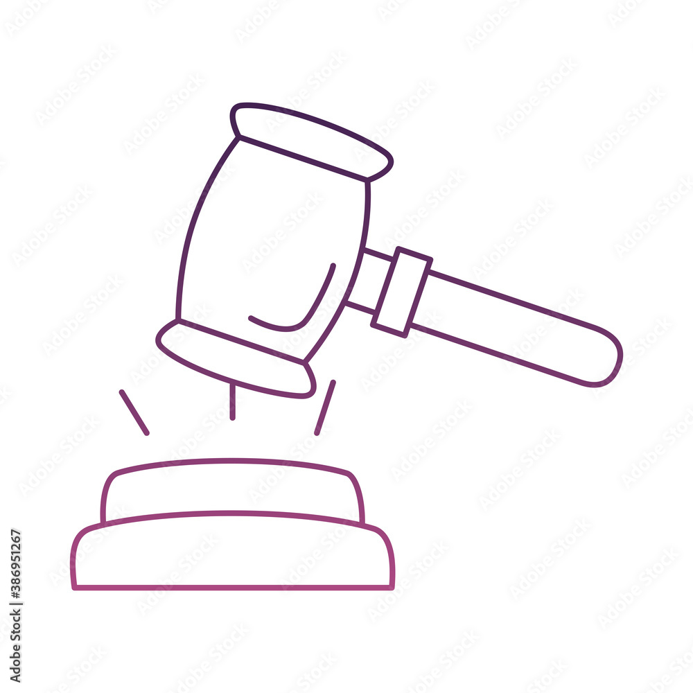 Poster hammer judge line style icon