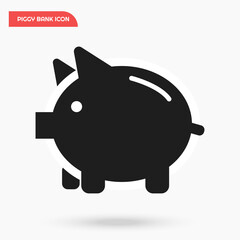 Piggy bank icon vector for saving earnings, money and cash. Business and finance isolated icon for bank on white background.