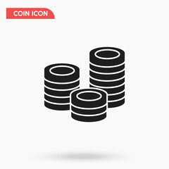 Simple black coin vector design template for UI, money and business. Cash and value.