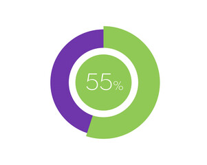 55% Percentage, 55 Percentage Circle diagram infographic