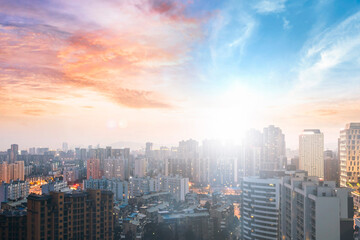 World Cities Day concept: Sunrise over the City
