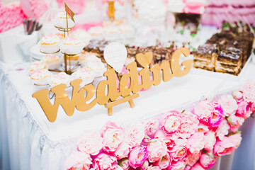 Buffet with a variety of delicious sweets, food ideas, celebration