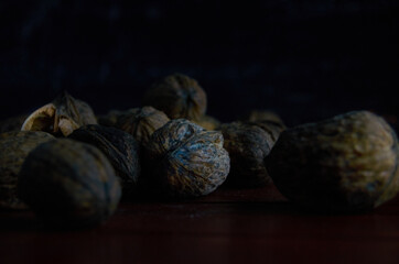 walnuts on dark background