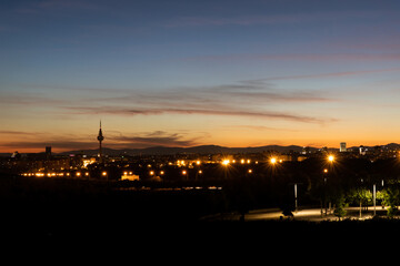 Fototapeta na wymiar Europe, Madrid panoramic view during beautiful sunset of the whole city