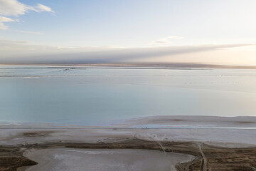 View of the salt lake, natural landscape background.