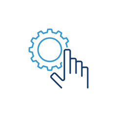 Hand with Cog Wheel vector concept icon or logo element