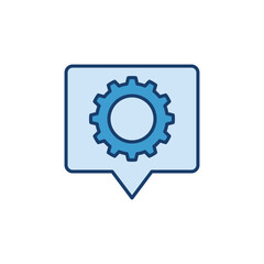 Speech Bubble with Gear vector concept blue icon or symbol