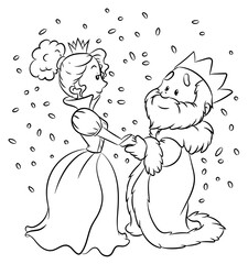 König heiratet die böse Stiefmutter - Vektor-Illustration