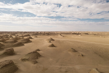Wind erosion terrain landscape, yardang landform.
