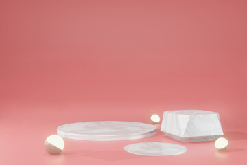 3d rendering empty template podium mockup for product placement