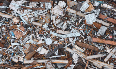 scrap metal for recycling, top view