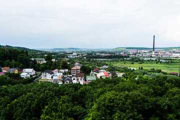 Fototapeta premium Cityscape of Suceava town seen from the citadel, Romania