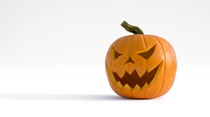 Illustration of an evil carved pumpkin on white background