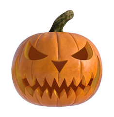 Scary looking pumpkin on a white background