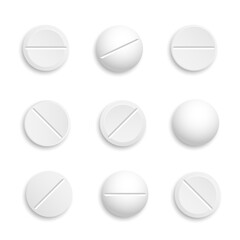 Pills or capsules white and blue in blister package for tablet vector Illustration design.