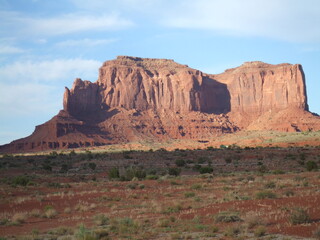 Monument Valley in the Arizona/Utah desert. USA. Spectacular red and orange rock formations.