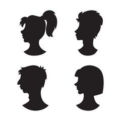 man and woman faces vector profiles