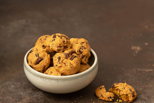 Homemade Pumpkin Spice Cookies with chocolate