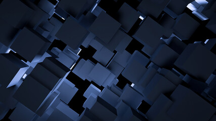 abstract blue cubes with light in the center