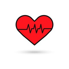 Red Heart beat vector icon