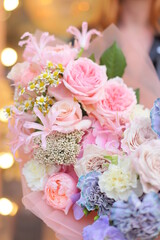 Flower composition. Macro photo. Wedding decor. A Beautiful bouquet of fresh spring flowers.	
