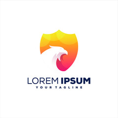 shield hawk gradient logo design